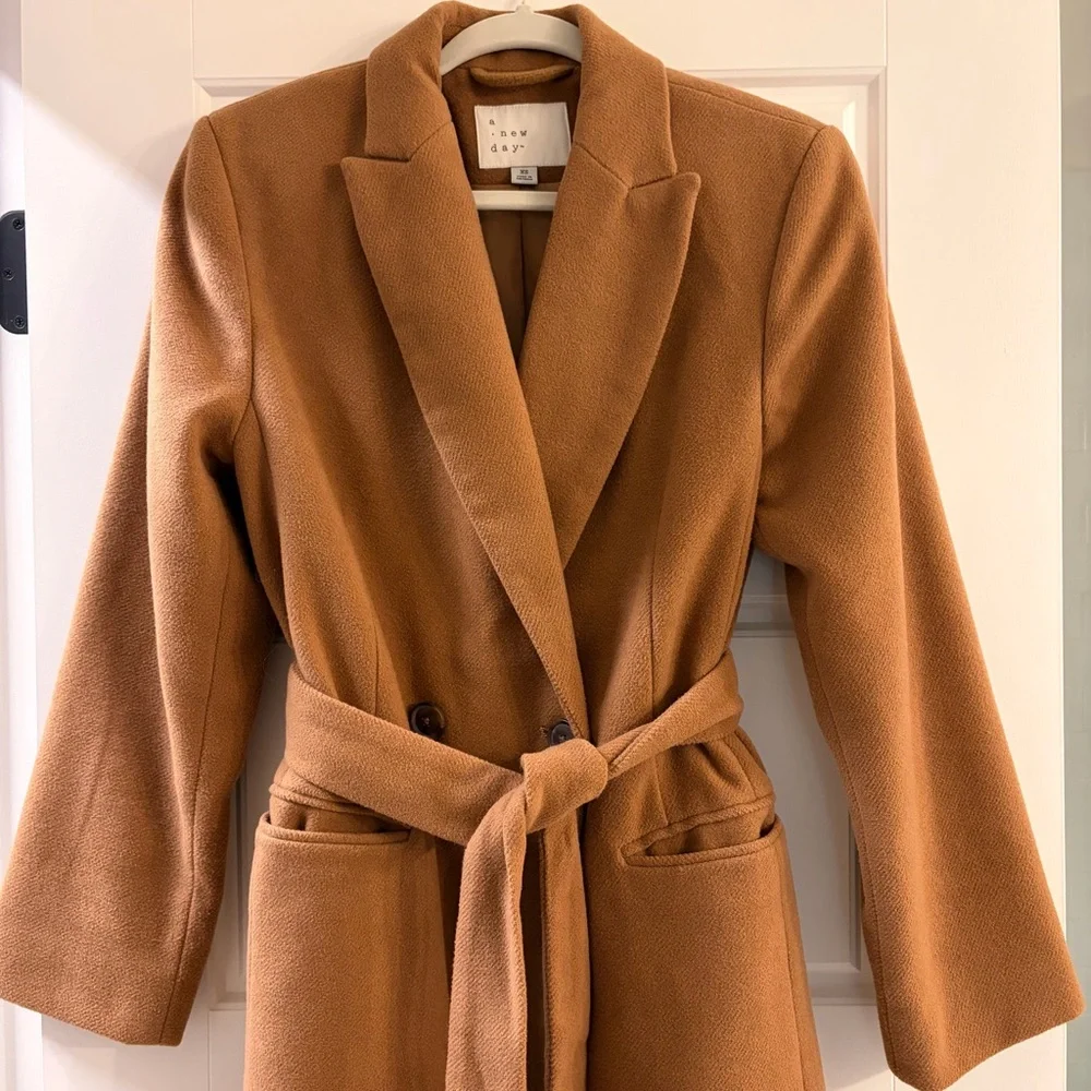 {a new day} Women's Tan Belted Coat - Picture 1 of 11